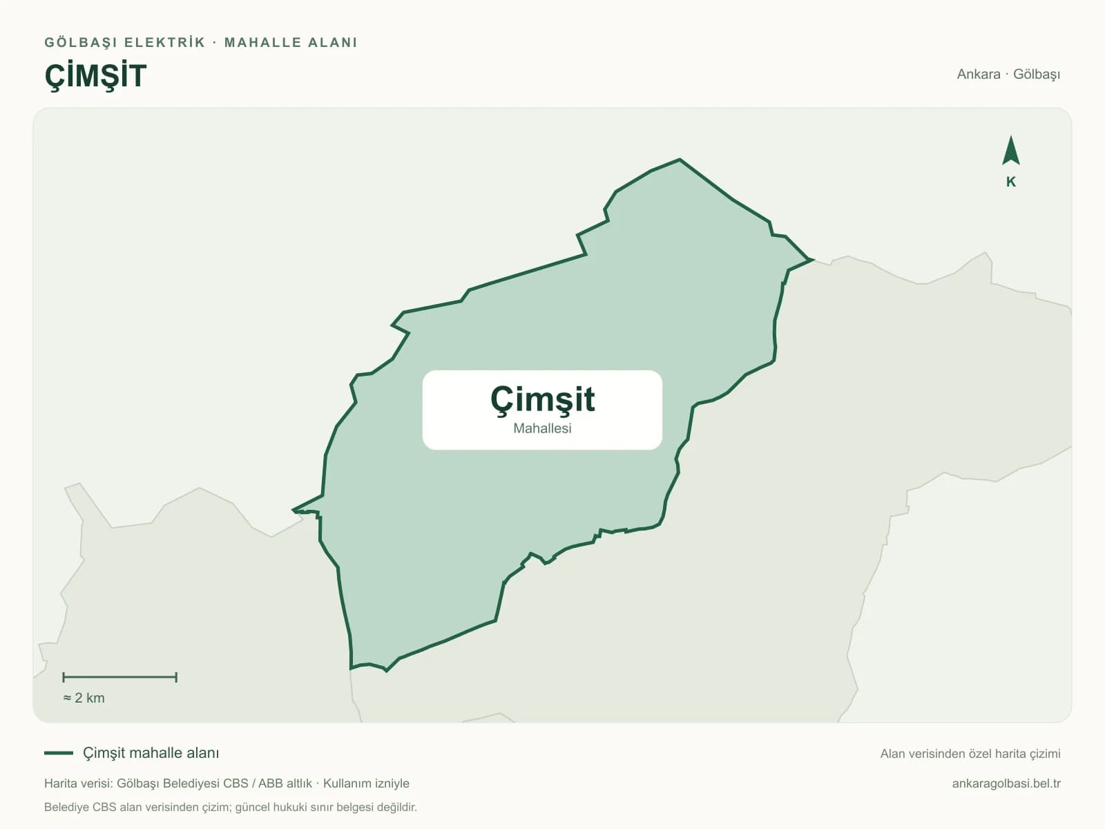 Çimşit Mahallesi alanı ve çevresini gösteren harita