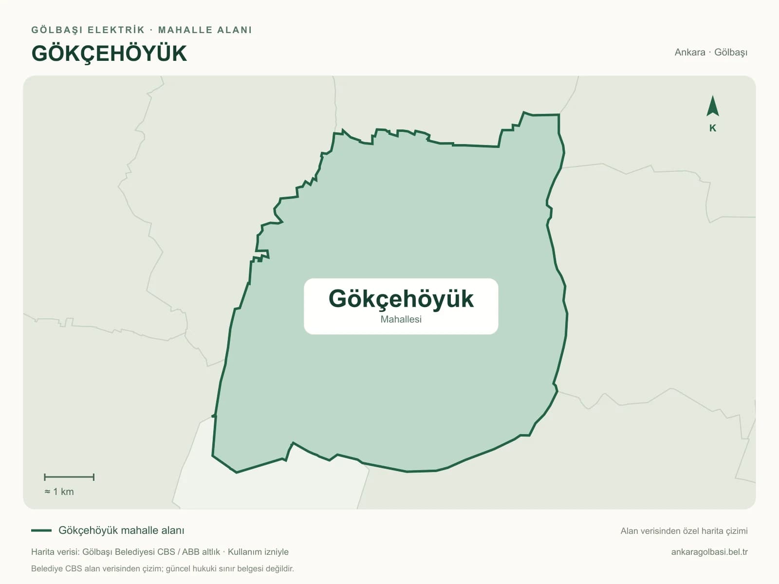 Gökçehöyük Mahallesi alanı ve çevresini gösteren harita