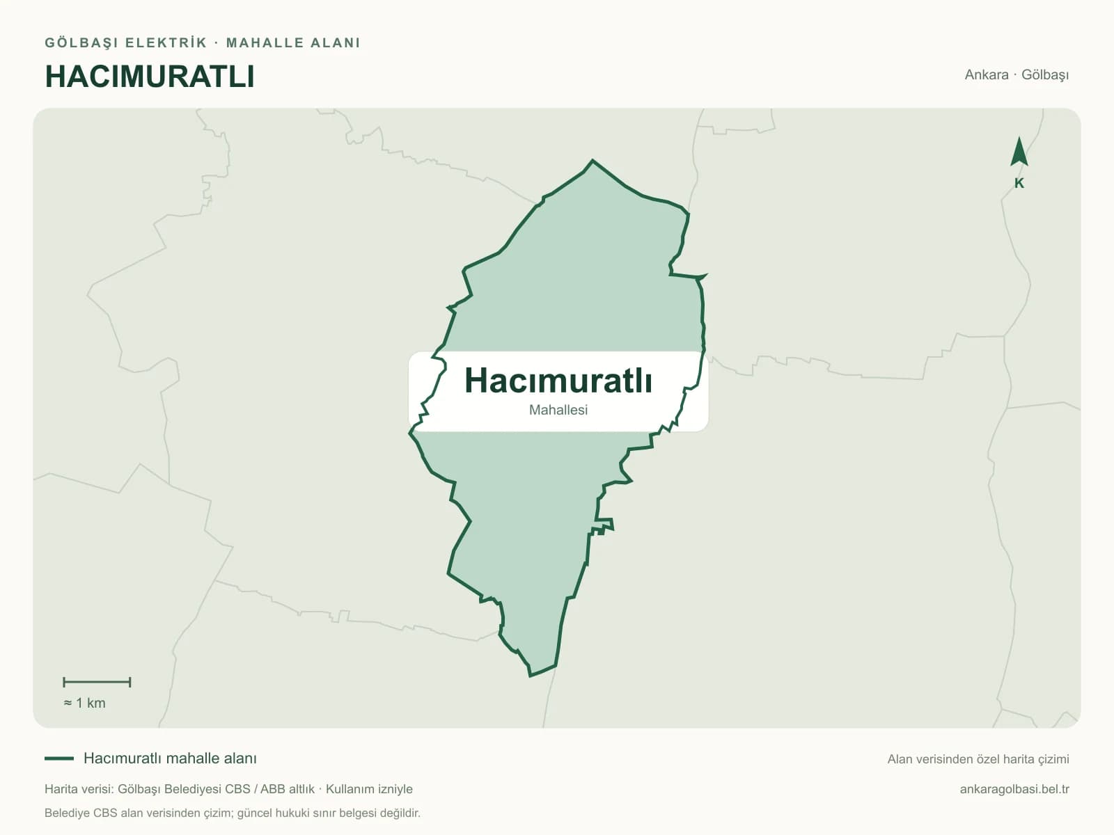 Hacımuratlı Mahallesi alanı ve çevresini gösteren harita