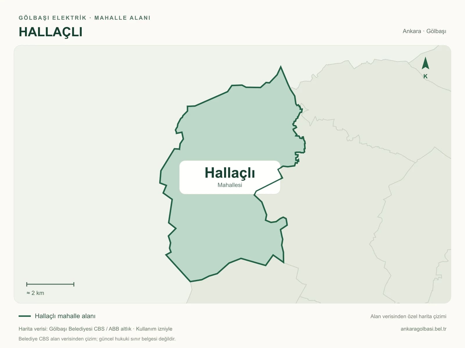 Hallaçlı Mahallesi alanı ve çevresini gösteren harita