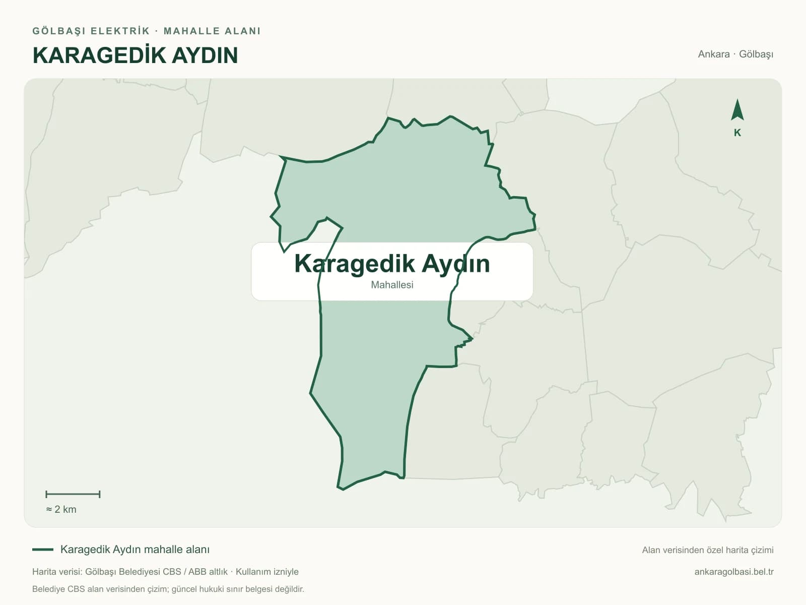 Karagedik Aydın Mahallesi alanı ve çevresini gösteren harita