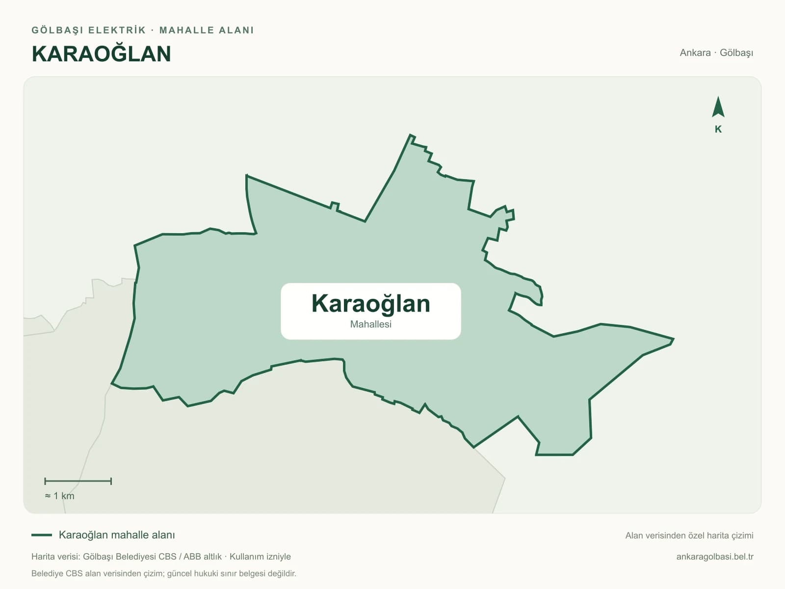 Karaoğlan Mahallesi alanı ve çevresini gösteren harita