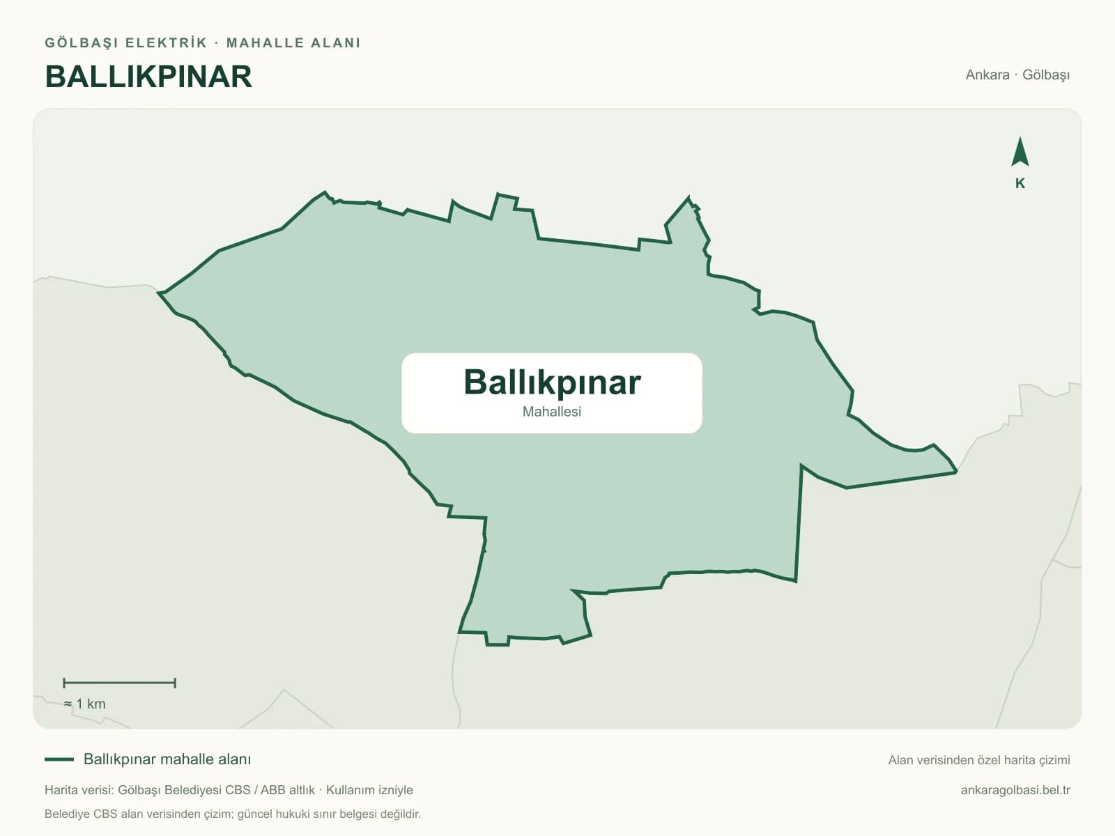 Ballıkpınar Mahallesi alanı ve çevresini gösteren harita