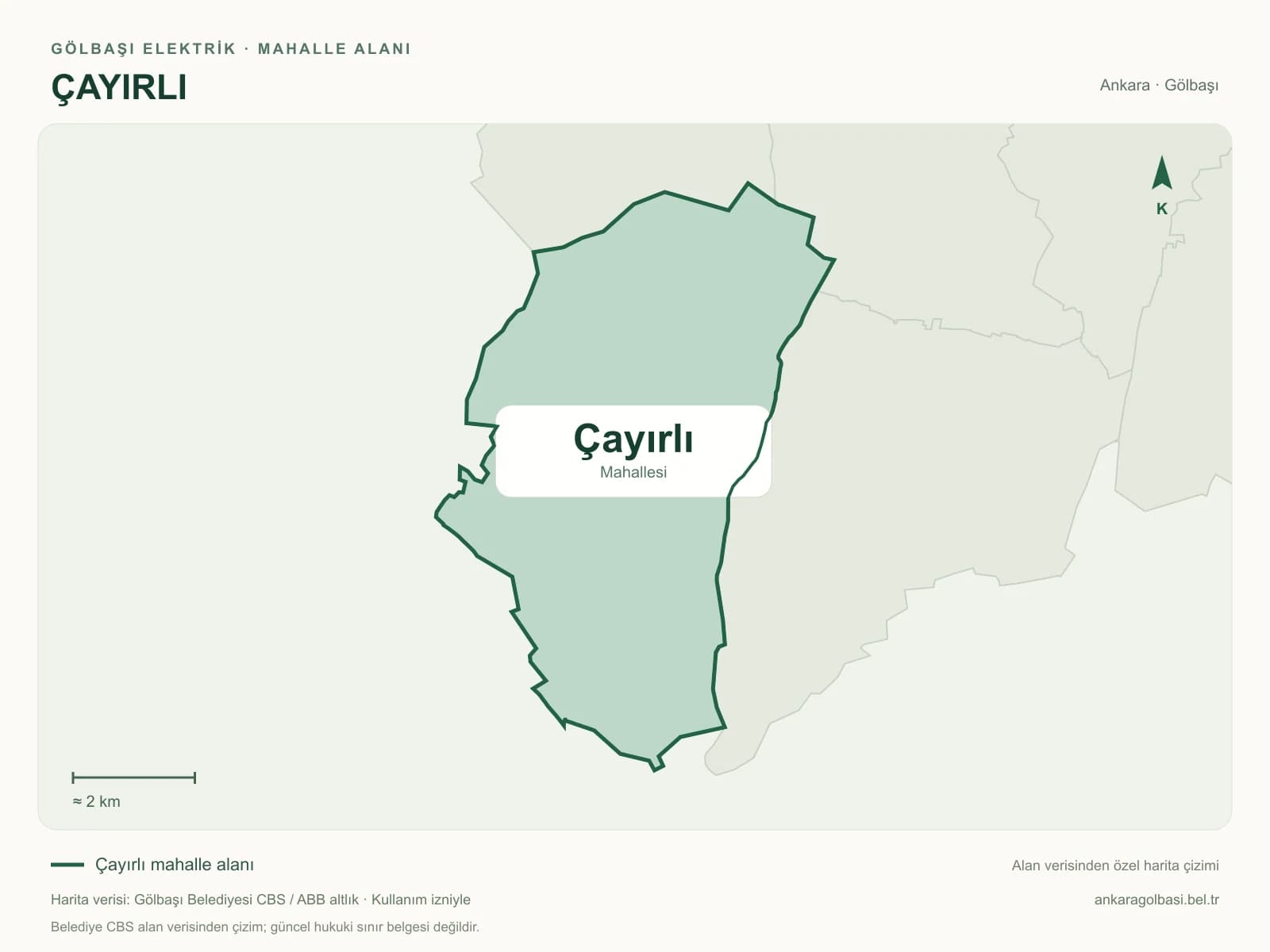 Çayırlı Mahallesi alanı ve çevresini gösteren harita