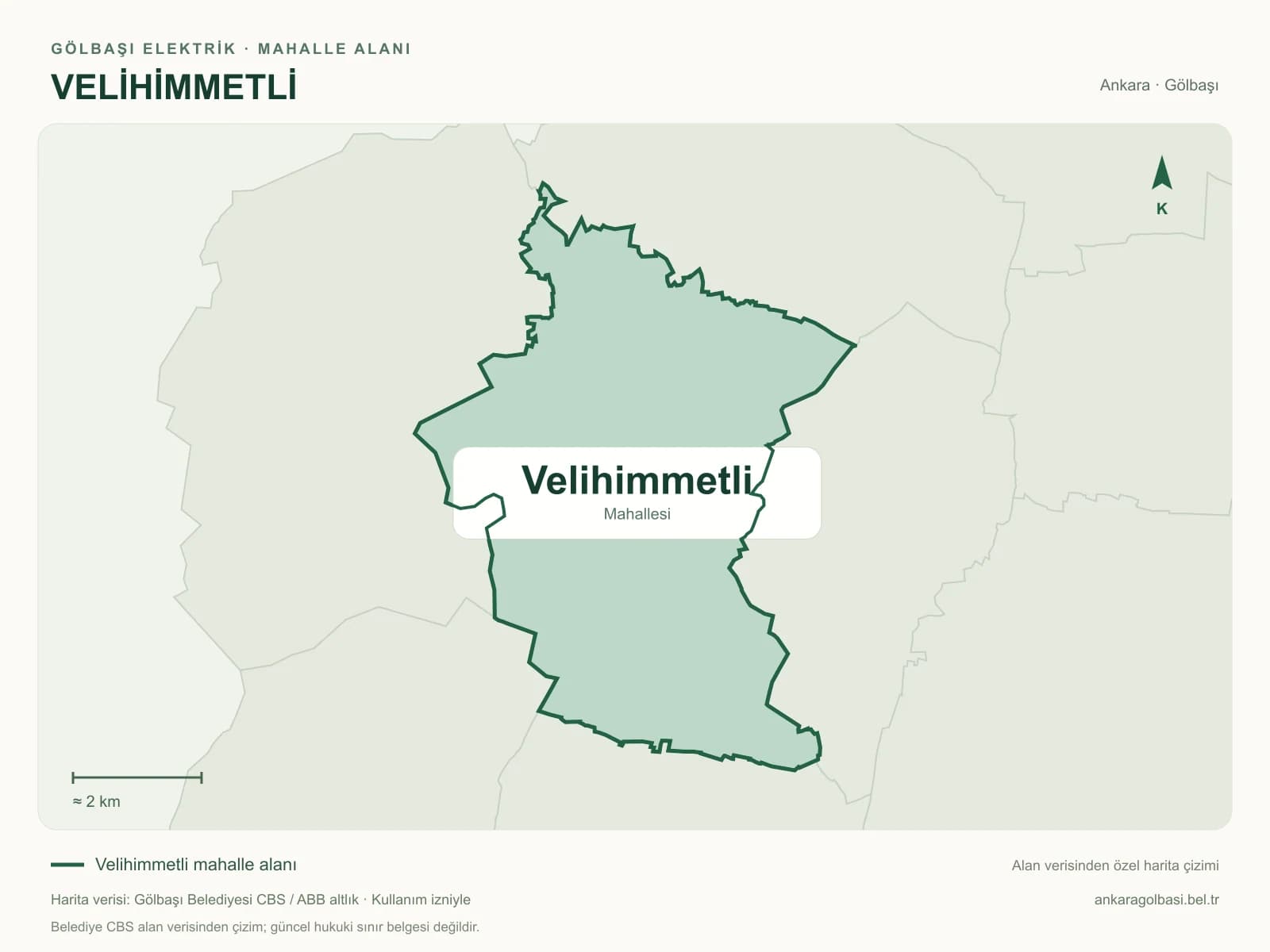 Velihimmetli Mahallesi alanı ve çevresini gösteren harita