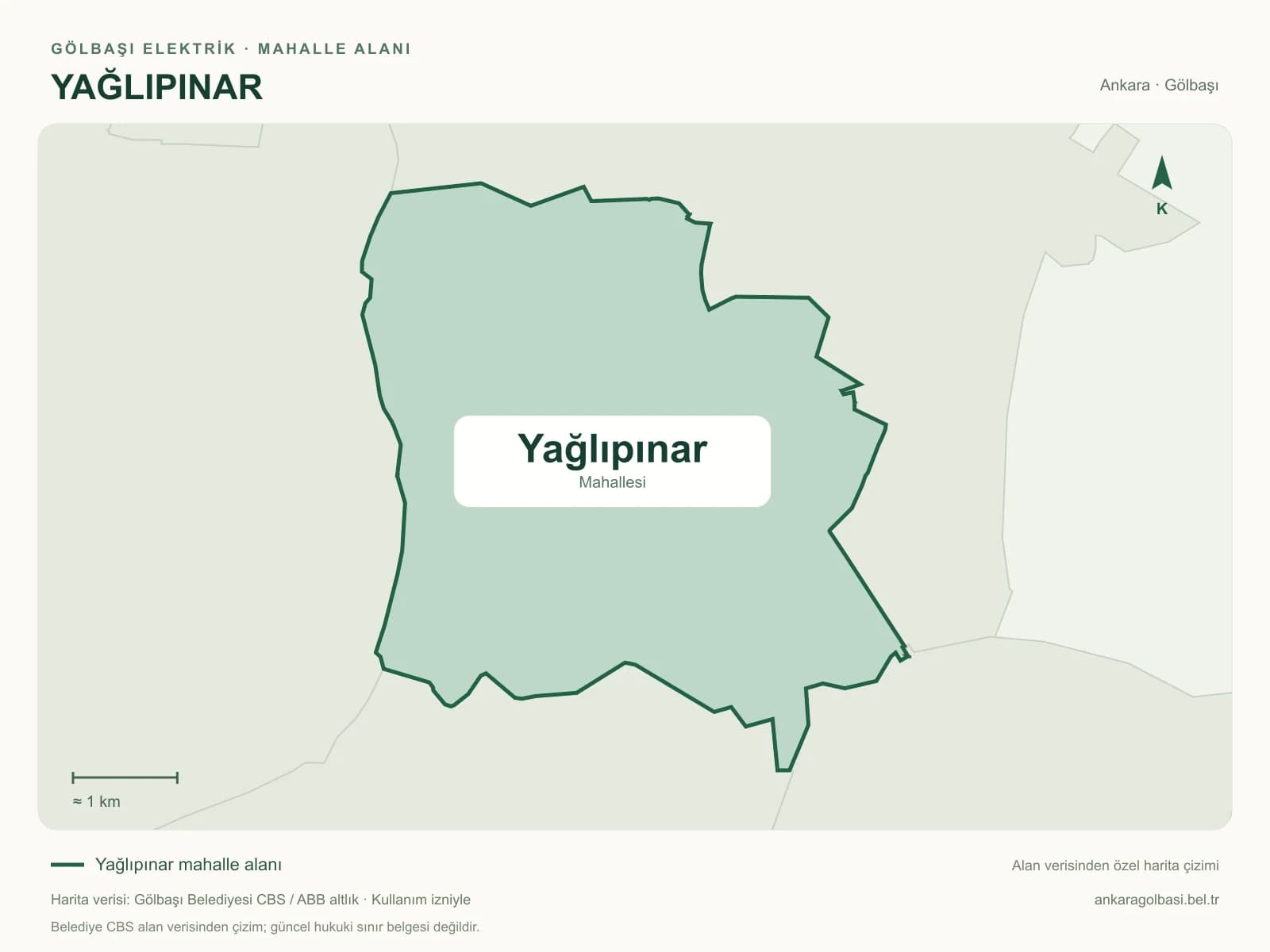 Yağlıpınar Mahallesi alanı ve çevresini gösteren harita